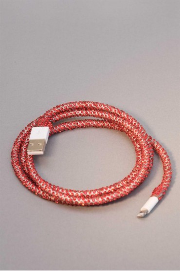 Kırmızı Taşlı Apple şarj kablosu