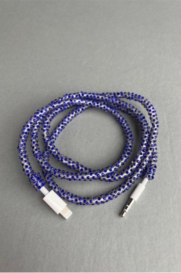 Saks Mavi Taşlı AUX kablo