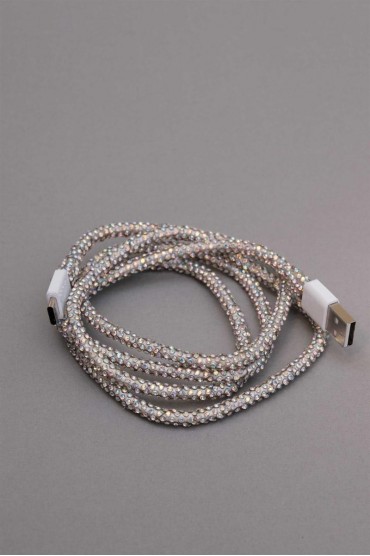 Yaldızlı Taşlı Apple şarj kablosu